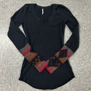 Free People Charcoal Thermal Henley SZ Medium